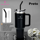 Copo Térmico 1200ml Aço Inoxidável - Garrafa Térmica com Canudo